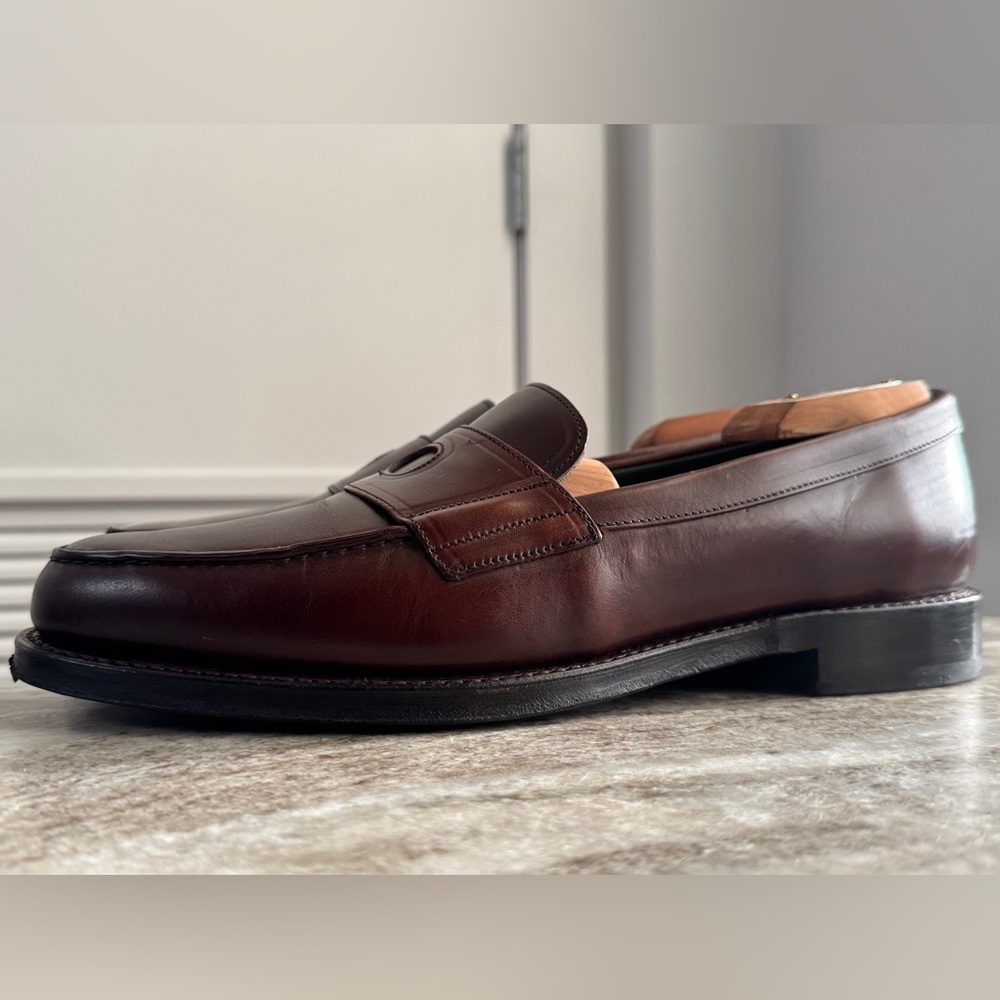 DRAKE’S BROWN LEATHER CHARLES GOODYEAR WELTED PENNY LOAFERS 11 / 10 UK $730 - Picture 4 of 12